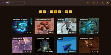 Visualización de sección de la página Pets - The Crazy Goblin, 0